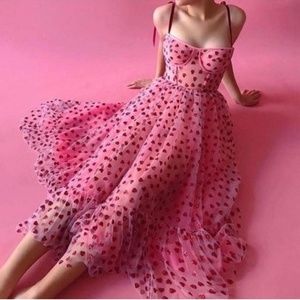 Betsey Johnson Valentines Metallic Heart Mesh Midi